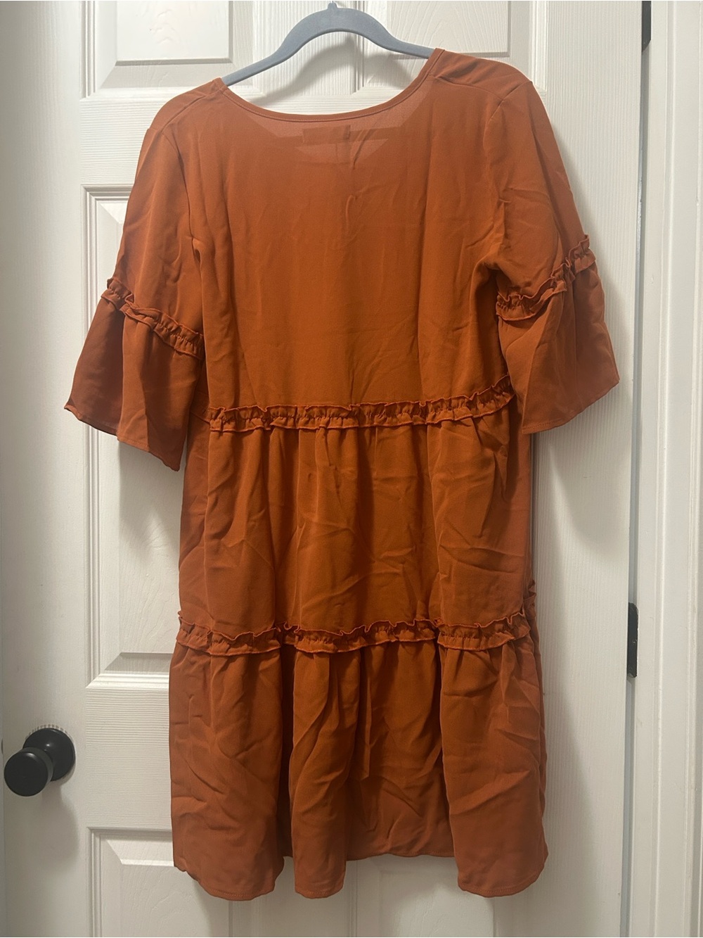 Rust Ruffle Tiered Midi Dress - Casual Women's Dress